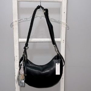 Anthropologie Urban Originals Black Vegan Leather Crossbody Bag